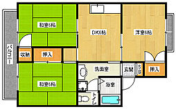 京福電気鉄道北野線 北野白梅町駅 徒歩10分の賃貸アパート 1階3DKの間取り