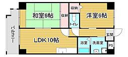 JR東海道・山陽本線 桂川駅 徒歩29分の賃貸マンション 2階2LDKの間取り