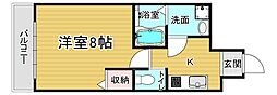 京都地下鉄東西線 二条駅 徒歩6分の賃貸マンション 2階1Kの間取り