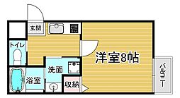 京都市営烏丸線 十条駅 徒歩5分の賃貸マンション 4階1Kの間取り