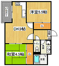 京阪本線 出町柳駅 徒歩11分の賃貸マンション 3階2DKの間取り
