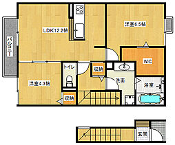 京阪石山坂本線 南滋賀駅 徒歩2分の賃貸アパート 2階2LDKの間取り