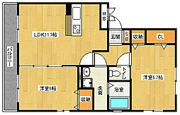 JR東海道・山陽本線 瀬田駅 徒歩17分の賃貸アパート 2階2LDKの間取り