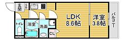 JR東海道・山陽本線 山科駅 徒歩10分の賃貸マンション 2階1LDKの間取り