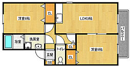 JR奈良線 宇治駅 徒歩5分の賃貸アパート 1階2DKの間取り