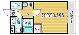 阪急京都本線 西京極駅 徒歩13分の賃貸マンション 2階1Kの間取り