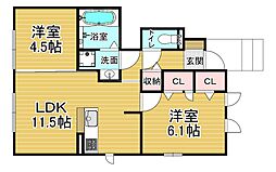 JR東海道・山陽本線 瀬田駅 徒歩12分の賃貸アパート 1階2LDKの間取り