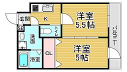 京都地下鉄東西線 二条駅 徒歩20分の賃貸マンション 1階2Kの間取り