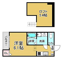 京都地下鉄東西線 椥辻駅 徒歩7分の賃貸アパート 1階1Kの間取り