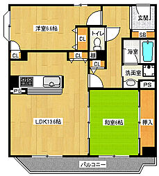「メゾン洛北」 2階2LDKの間取り
