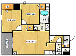 京都地下鉄東西線 東野駅 徒歩1分の賃貸マンション 3階2LDKの間取り