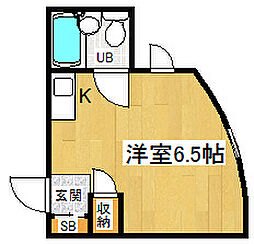 JR山陰本線 花園駅 徒歩4分の賃貸マンション 4階1Kの間取り