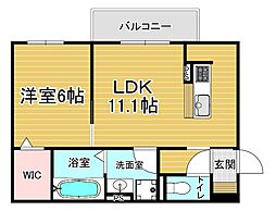 JR草津線 手原駅 徒歩23分の賃貸アパート 1階1LDKの間取り