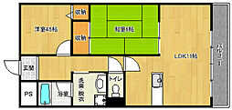 エスポワール鷺 2DKの間取図画像