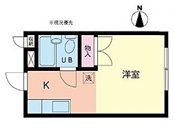 グリーンヴィラ 2階ワンルームの間取り