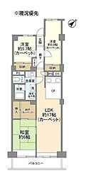 大倉山ハイム1号棟 3LDKの間取図画像