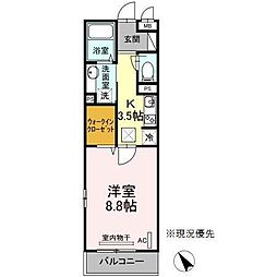 グランドソレーユ 1Kの間取図画像