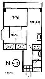 イーストフレア金子 2DKの間取図画像