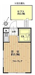 大倉山ヴィレッヂ ワンルームの間取図画像