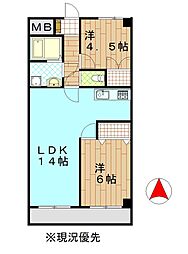 メゾンオイヅカ 2LDKの間取図画像