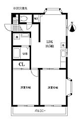 ウィステリア貝塚 2LDKの間取図画像