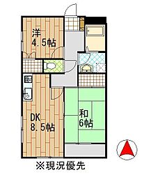 青山コーポA 2DKの間取図画像
