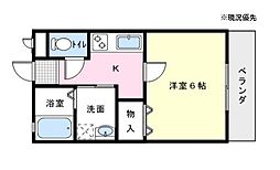 セレッソハイム 1Kの間取図画像