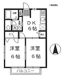 コスモスおおたけ 2DKの間取図画像