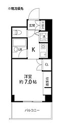 T'sgarden都筑ふれあいの丘 ワンルームの間取図画像