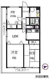 大倉山陽光ハイツ 3LDKの間取図画像