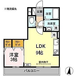 マレアガーデン新横浜A 1LDKの間取図画像