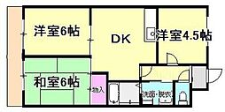 天王橋コーポ 3DKの間取図画像
