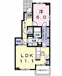 ソレイユ1 1LDKの間取図画像