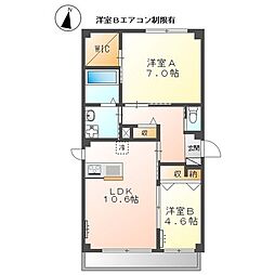 多摩市乞田マンション 2LDKの間取図画像