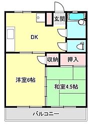 JR中央本線 立川駅 バス6分 栄町二丁目下車 徒歩3分の賃貸マンション 2階2DKの間取り