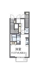 多摩都市モノレール 桜街道駅 徒歩4分の賃貸アパート 1階ワンルームの間取り