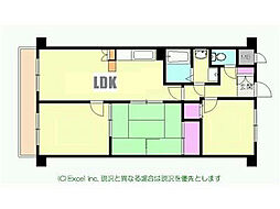 JR中央本線 立川駅 徒歩8分の賃貸マンション 4階3LDKの間取り