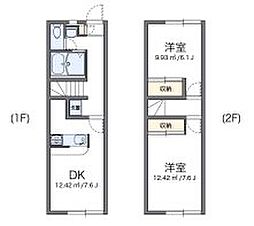 JR青梅線 河辺駅 徒歩25分の賃貸アパート 1階2DKの間取り