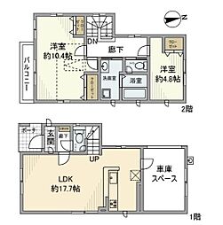 西武拝島線 西武立川駅 3.1kmの賃貸一戸建て 2LDKの間取り