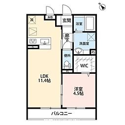 JR八高線 箱根ケ崎駅 徒歩25分の賃貸アパート 3階1LDKの間取り