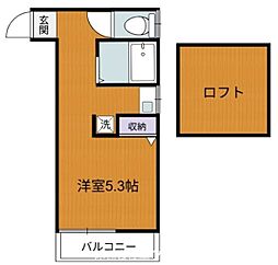 JR中央本線 国立駅 徒歩7分の賃貸アパート 1階ワンルームの間取り