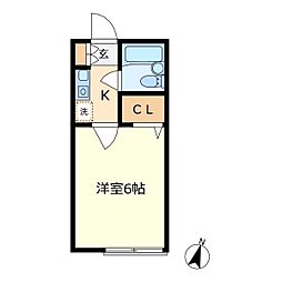 JR中央本線 国立駅 徒歩8分の賃貸アパート 1階1Kの間取り