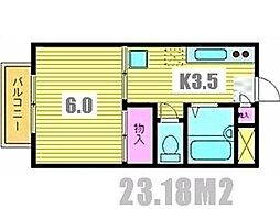 JR南武線 矢川駅 徒歩2分の賃貸マンション 2階1Kの間取り