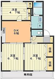 JR五日市線 秋川駅 徒歩20分の賃貸アパート 1階3DKの間取り