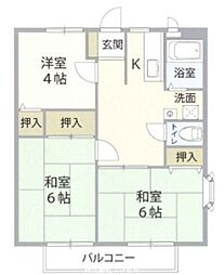 JR八高線 箱根ケ崎駅 徒歩32分の賃貸アパート 2階3Kの間取り