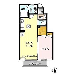 JR五日市線 東秋留駅 徒歩5分の賃貸アパート 1階1LDKの間取り