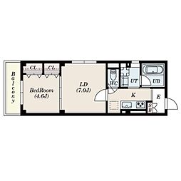 多摩都市モノレール 万願寺駅 徒歩1分の賃貸マンション 2階2Kの間取り