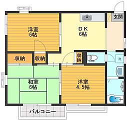 西武多摩湖線 武蔵大和駅 バス3分 湖畔集会所下車 徒歩1分の賃貸アパート 2階3DKの間取り