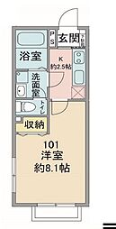 JR中央本線 豊田駅 徒歩3分の賃貸アパート 1階1Kの間取り