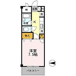 JR中央本線 武蔵小金井駅 バス10分 日立国際電気前バス停下車 徒歩1分の賃貸マンション 2階1Kの間取り